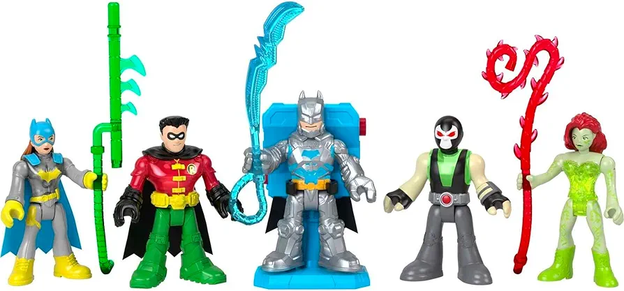 Fisher-Price Imaginext DC Super Friends Preschool Toys Batman Battle Multipack 9-Piece Figure Set with Light-Up Backpack for Ages 3+ Years