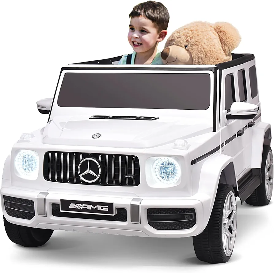 Joywhale 24V 2-Seater Kids Ride on Car Licensed Mercedes-Benz G63 Powerful 4WD for Kids Ages 3-8, with 7AH Big Battery, Remote Control, Soft Braking, 4-Wheel Suspension, LED Headlight & Music, White