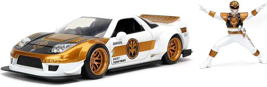 Jada Toys Power Rangers 1:24 2002 Honda NSX Type-R Japan Spec Die-cast Car with 2.75" White Ranger Figure, Toys for Kids and Adults