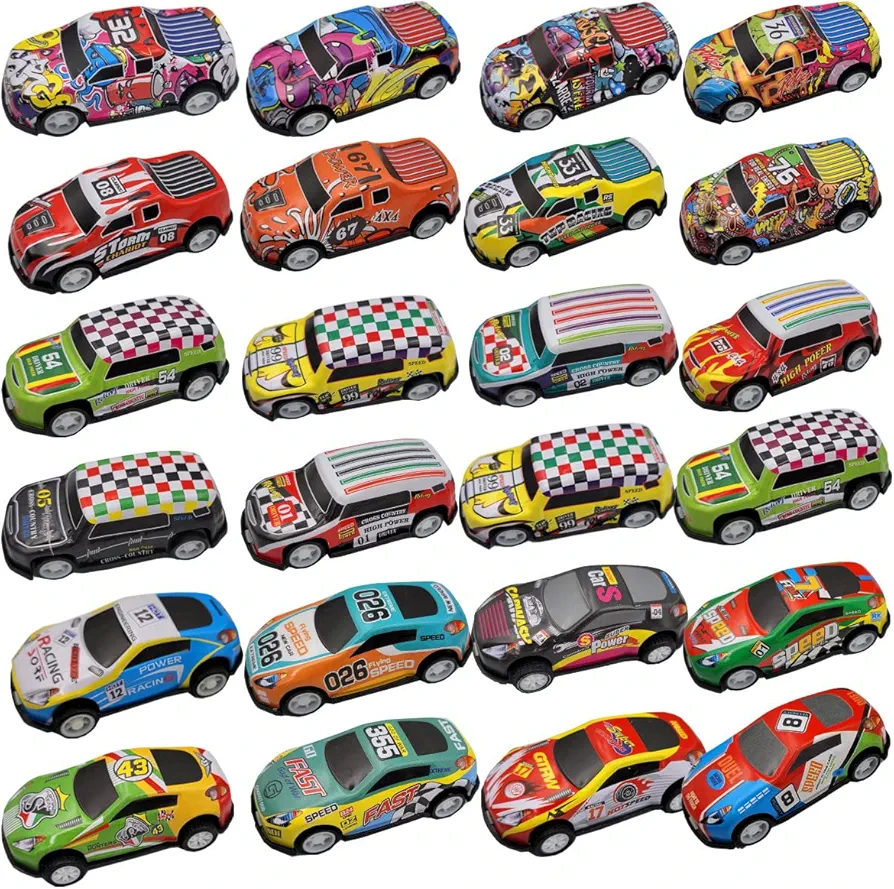 24 Pack 2.7Inch Pull Back Racing Cars Die cast Race Car Vehicles Playset, Friction Powered Alloy Vehicles Toys for Boys and Girls