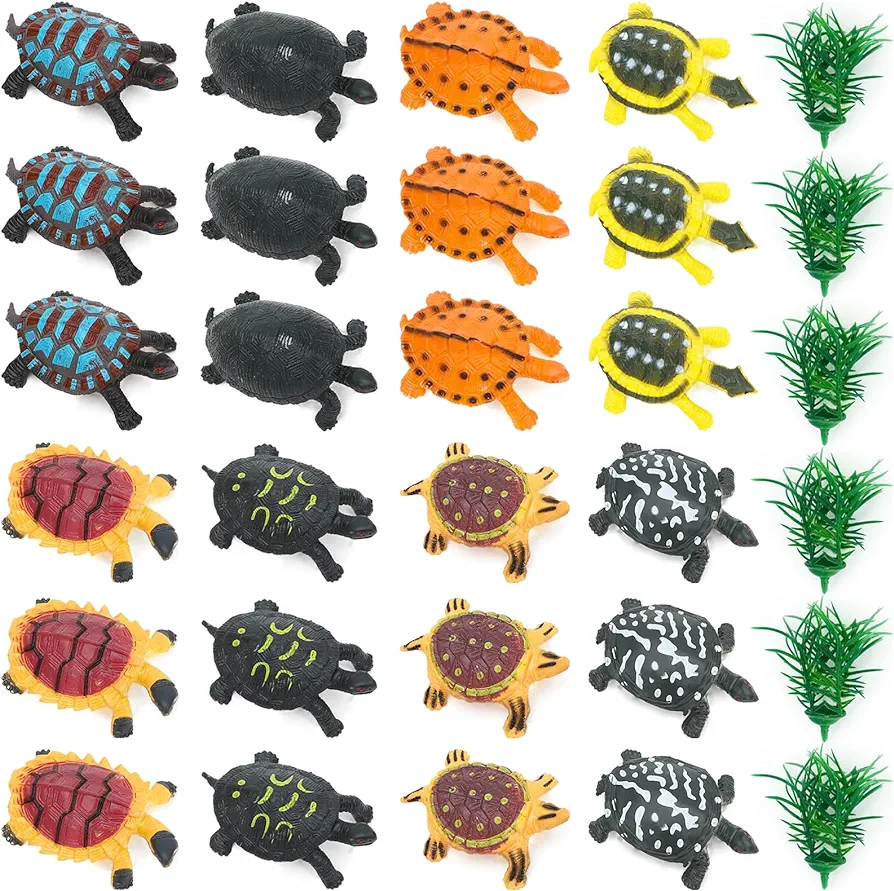 ONEST 30 Pieces Sea Turtle Figurines Hand Painted Tiny Turtles Sea Turtles Figures Fake Ocean Tortoises Toys Realistic Detailed Plastic Turtle Figures Toys for Kids Birthday Party Gifts