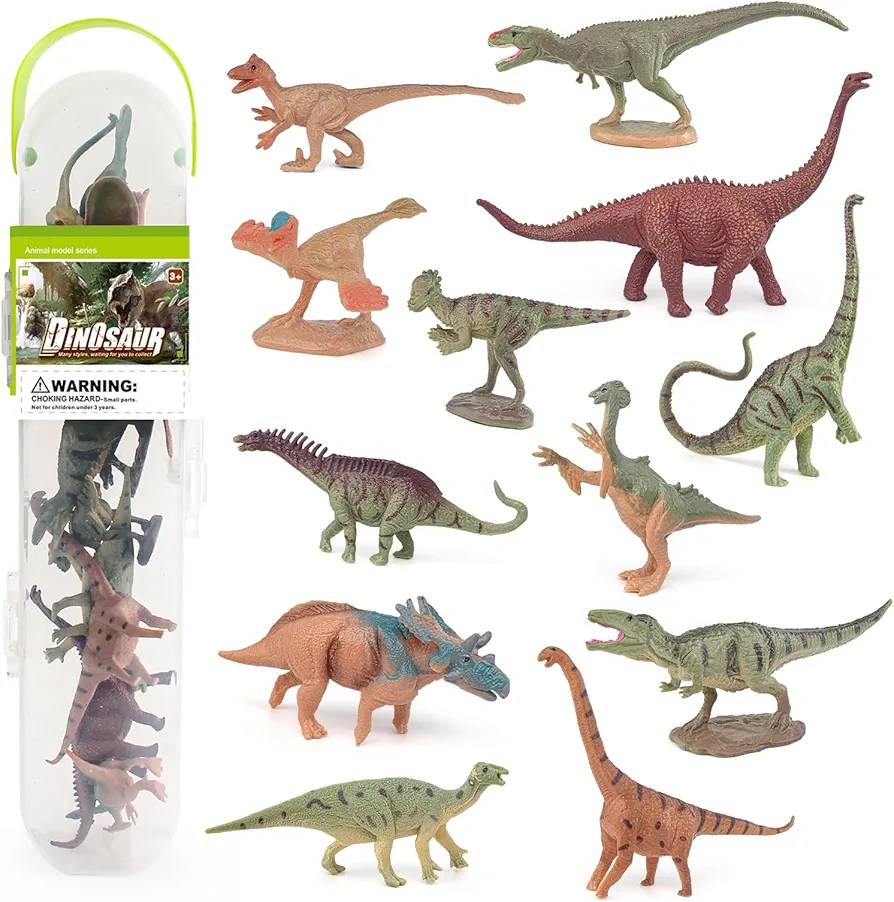 Atralo Service Dinosaur Model Playsets 12 PCS Mini Diplodocus Oviraptor Therizinosaurus Figure Model Toy Desktop Decoration Collection Party Favors Toys for Boys Girls Kids