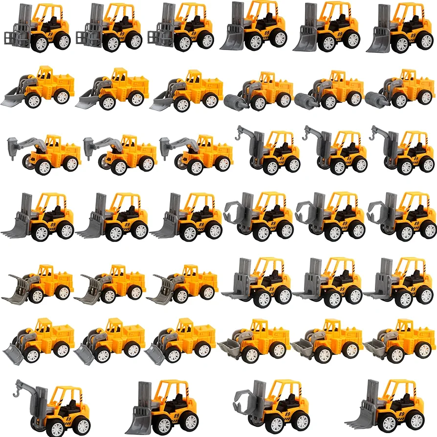 40 Pieces Mini Construction Vehicles Bulk Pull Back Construction Trucks Engineering Vehicles Small Construction Toys for Kids Construction Party Favors, 12 Styles