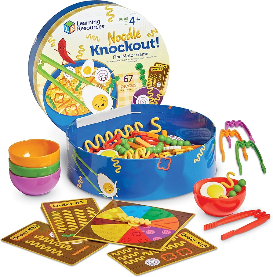 Learning Resources Noodle Knockout! Fine Motor Game,Fine Motor Skills Toys, 67 Pieces, Ages 4+