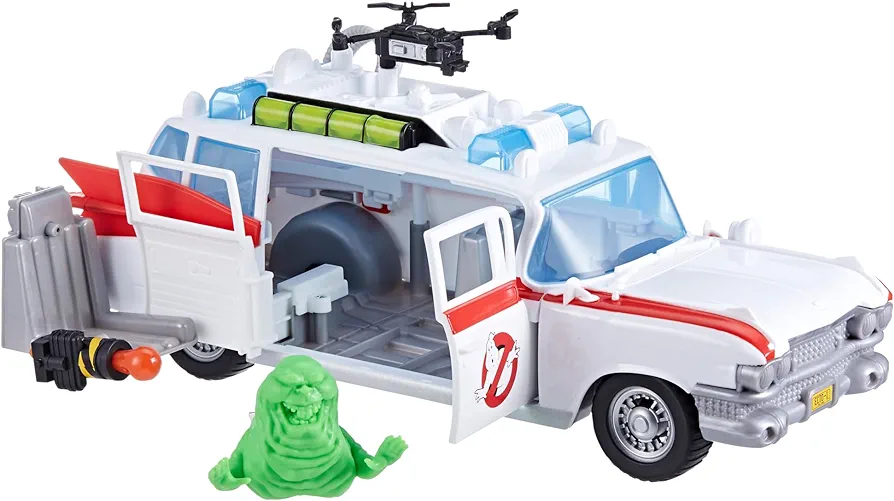 Ghostbusters Track & Trap Ecto-1 Toy Vehicle with Fright Features Ecto-Stretch Tech Slimer Accessory, Compatible with 5-Inch Toys, 4+