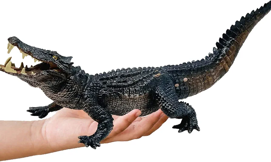 Gemini&Genius Crocodile Toy with Moveable Jaw,10 Inches Length, Wildlife World Large Alligator Safari Animals Figures Zoo Model Play & Display, Collection Toy Gift for Kids