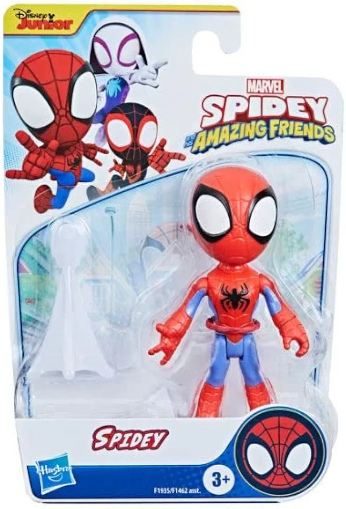 Marvel Spidey & His Amazing Friends Action Figures Superheroes + Villains (Choose Figure) (Spidey (4 inch)), Black