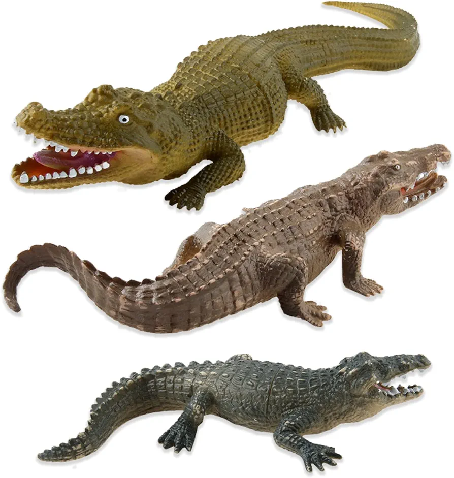 3PCS Safari Animal Figurines Set, Crocodile Animal Figures Toy Gift for Kids