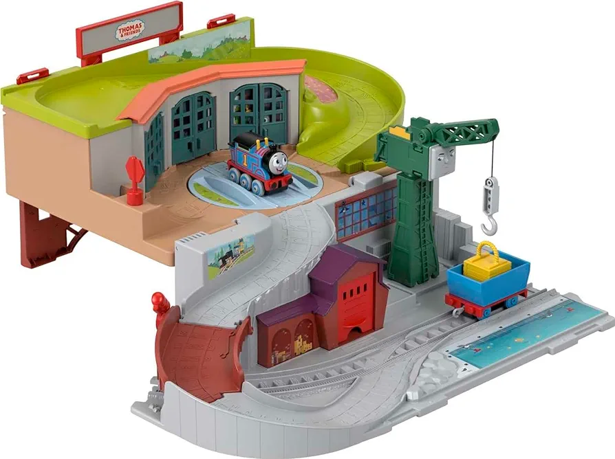 Thomas & Friends Toy Train Set Sodor Take-Along Playset with Diecast Thomas, Crane & Turntable for Preschool Pretend Play Kids Ages 3+ Years