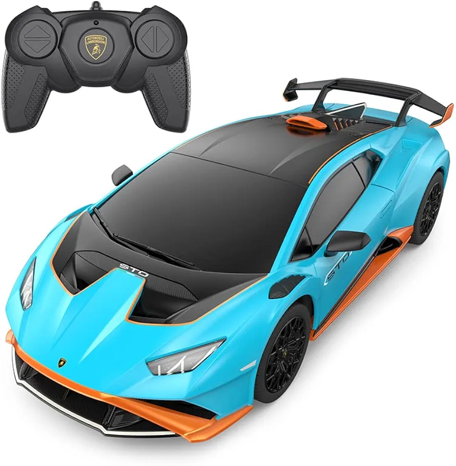 RASTAR by Lamborghini Huracan STO RC Car 1:24 Scale Remote Control Toy Car, R/C Model Vehicle for Kids - Blue, (STO1)