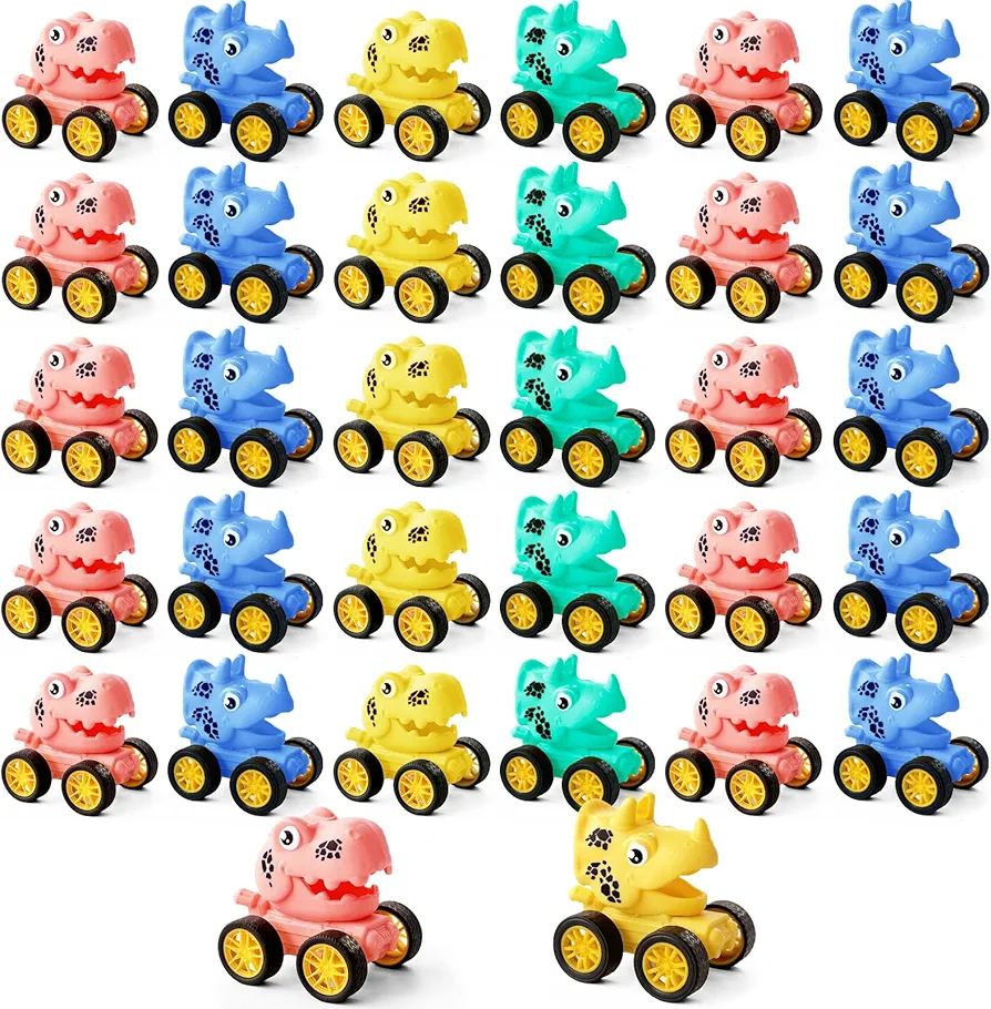 32Pcs Dinosaur Pull Back Cars Set for Kids,Bulk Mini Racing Vehicles Toys,Mini Dinosaur Toy Car for Toddlers,Classroom Prizes,Gifts,Party Favors