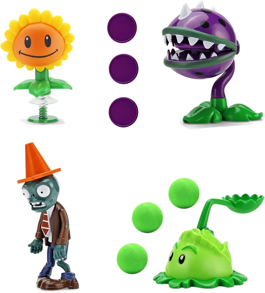 4 PCS Plants and Zombies Toys Action Figures Zombies PVZ Toys Set 1 2 Series Great Gifts for Kids and Fans,Birthday and Christmas Party