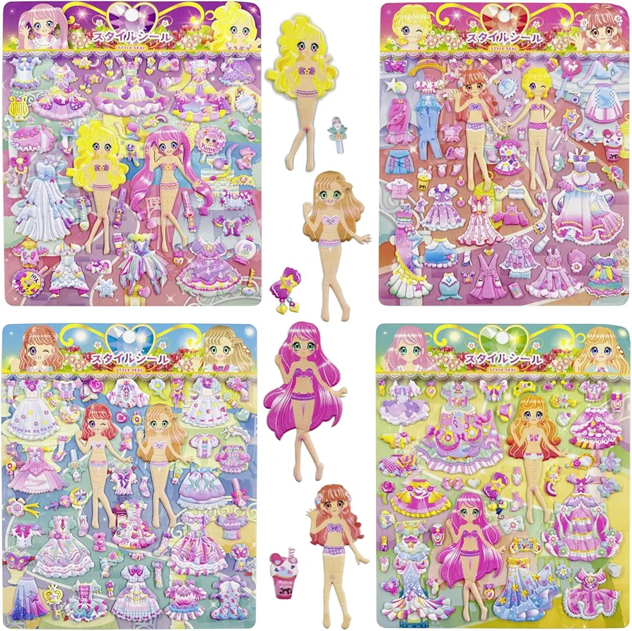 Princess 3D Dress Up Puffy Stickers - Reusable Kids Stickers, Sticker Play Set, Preschool Toys, Creative Pretend Play, Art & Crafts, Educational Gift for Girls (Princess)