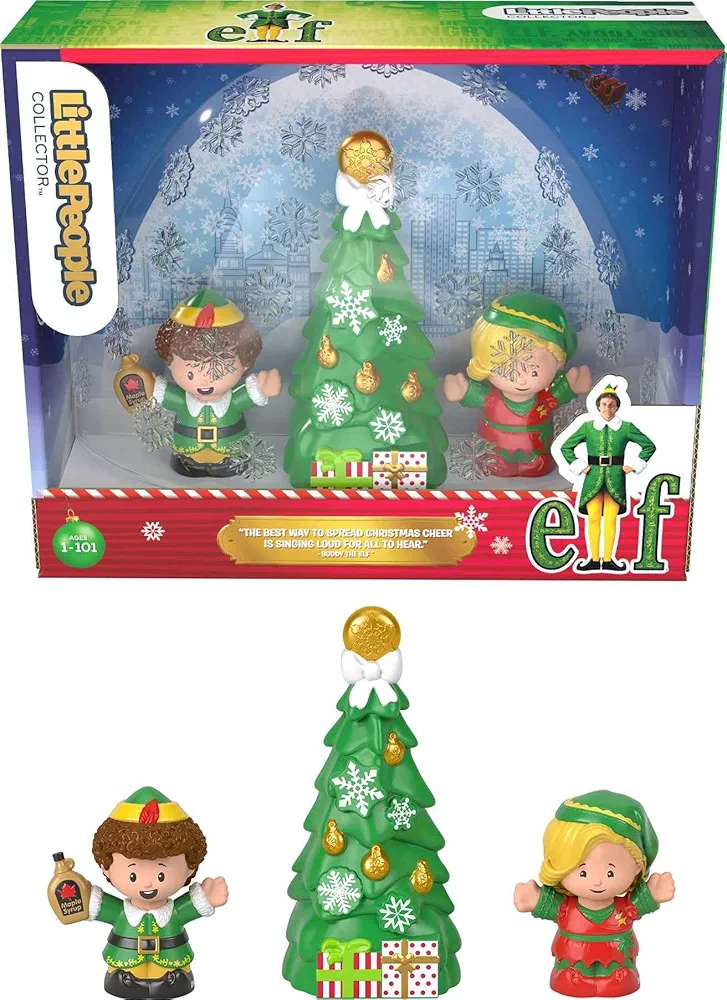 Little People Collector Elf Movie Special Edition Set for Adults & Fans, 2 Figures & Christmas Tree in Display Package