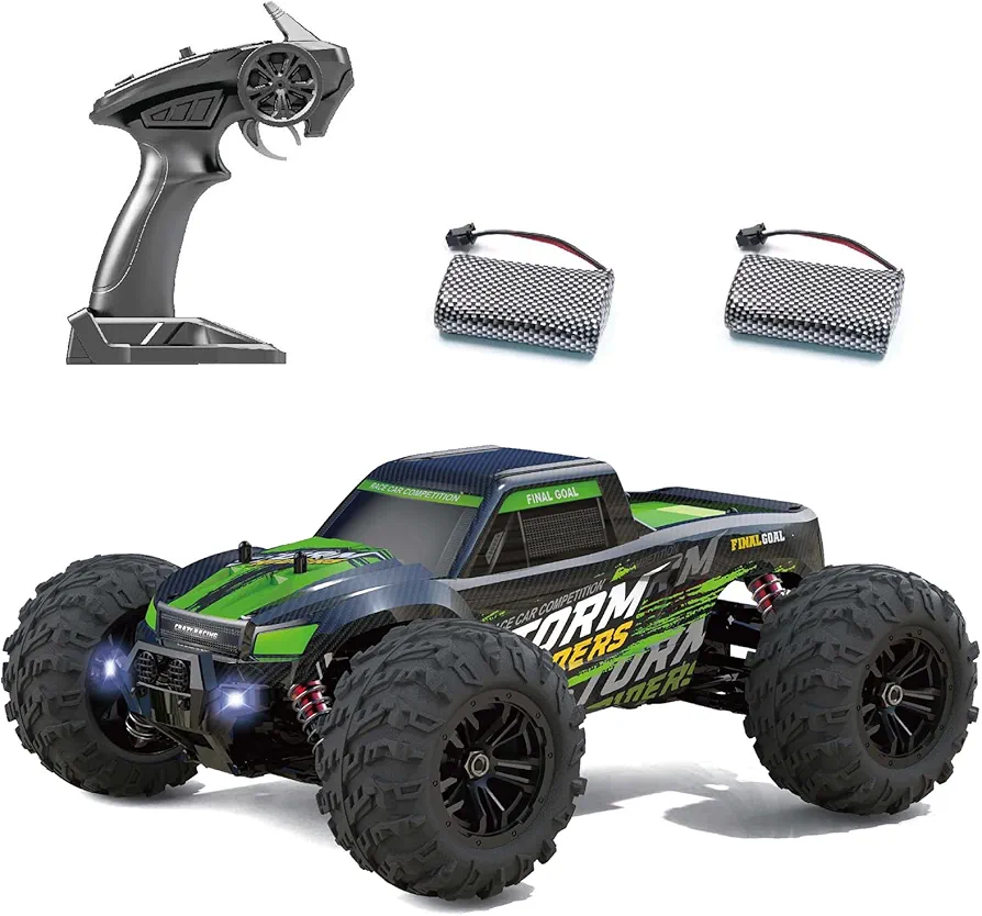 High Speed RC Cars 40KPH for Adults, 1:16 Scale Remote Control Car, 4WD All Terrain Off-Road Monster RC Truck with Bright Headlight 2 Rechargeable Batteries for Kids and Adults