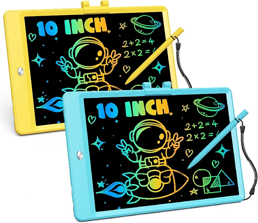 Lcd-Writing-Tablet-for-Kids 10 Inch, Toddler Toys for 3 4 5 6 7 8 Year Old Boy Birthday Gift Ideas, Drawing Pad Doodle Board Learning Toy for Girls Boys(Blue&Yellow)