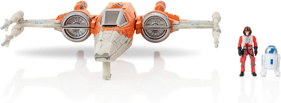 Star Wars Micro Galaxy Squadron T-70 X-wing Starfighter - 5-Inch Vehicle with Fold Out Wings, Droid Socket, and Two 1-Inch Micro Figure Accessories