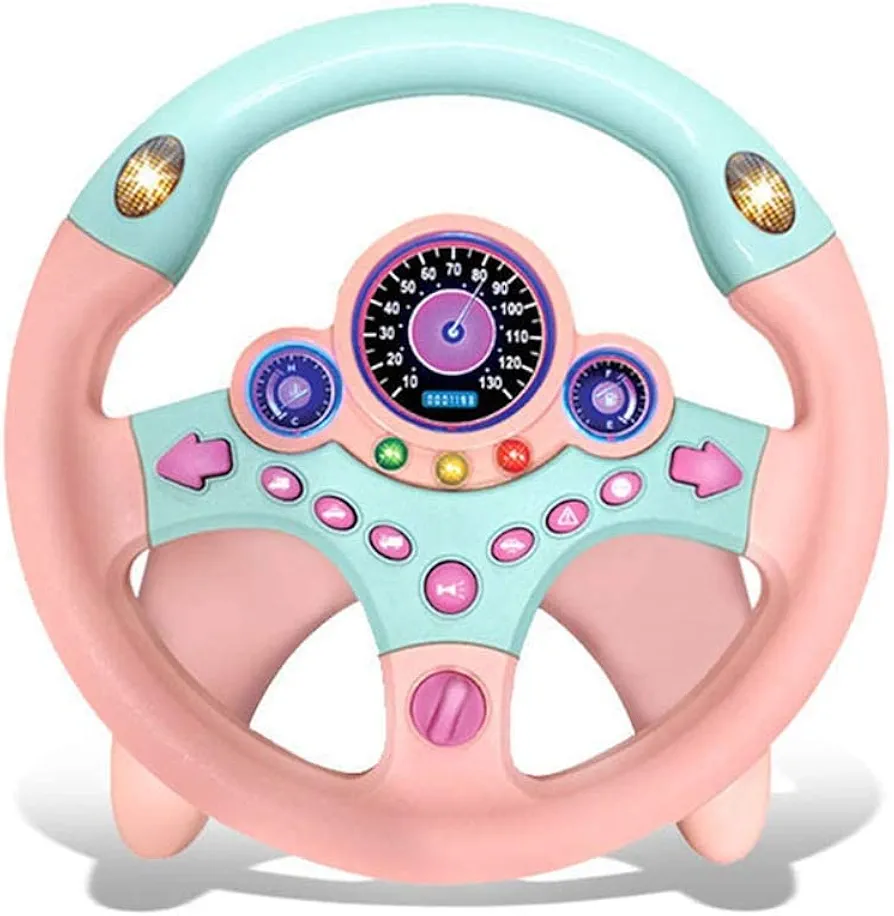 Kids Electric Early Education Simulation Steering Wheel Toy Multifunctional High Simulation Car Driving Toy with Music and Light Pretend Driving Toy for Boys and Girls