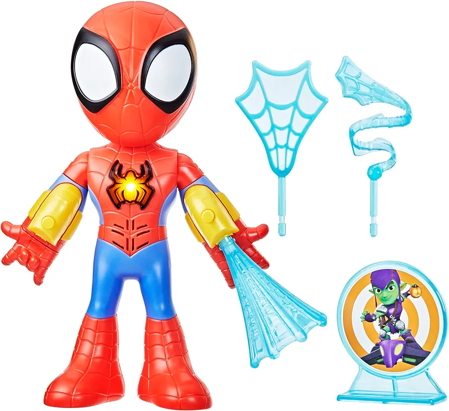 Marvel Spidey and His Amazing Friends Electronic Suit Up Spidey, 10-Inch Action Figure with Lights and Sounds, Preschool Toys for Kids Ages 3 and Up