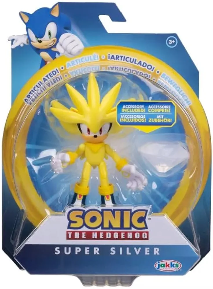 Sonic The Hedgehog 4" Articulated Action Figure Collection (Choose Figure) (Super Silver)