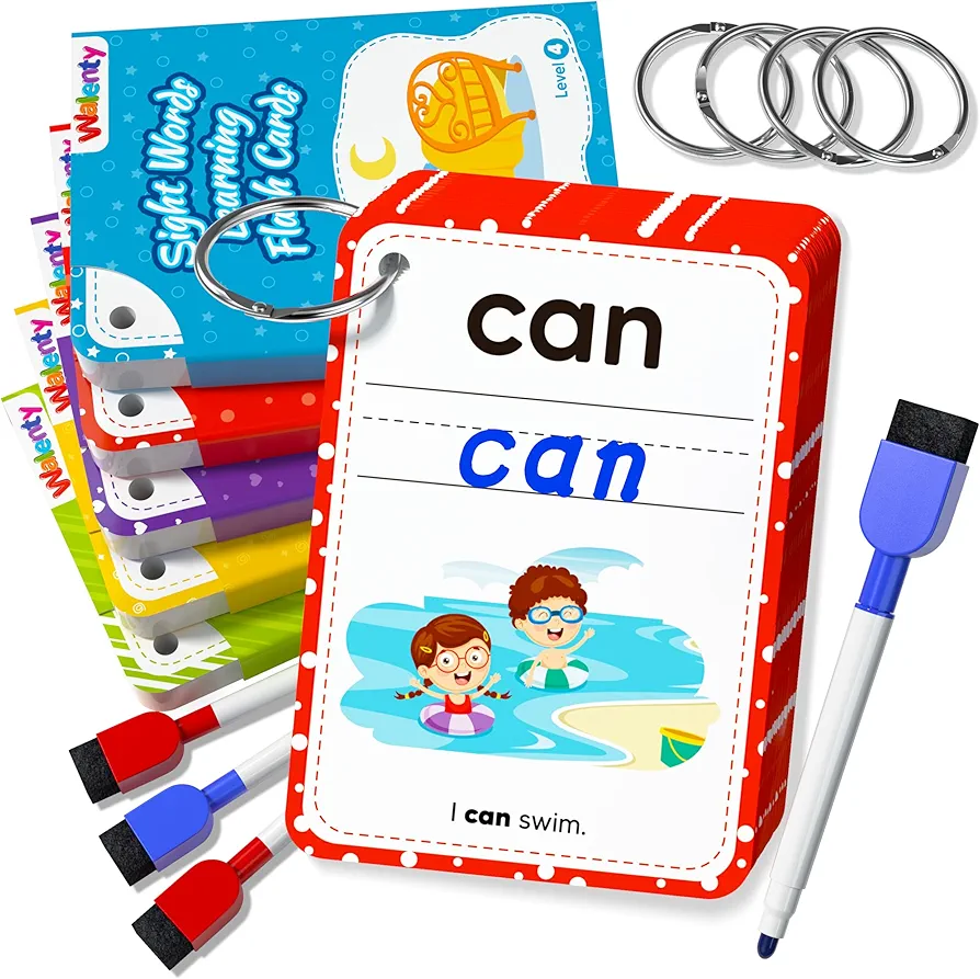 Sight Words Flash Cards Kindergarten, 250 Dolch Sight Word Writing Reading Spelling Games, Preschool Kindergarten Toddler Learning Activities, Homeschool Supplies Educational Toys for Kids Ages 3+