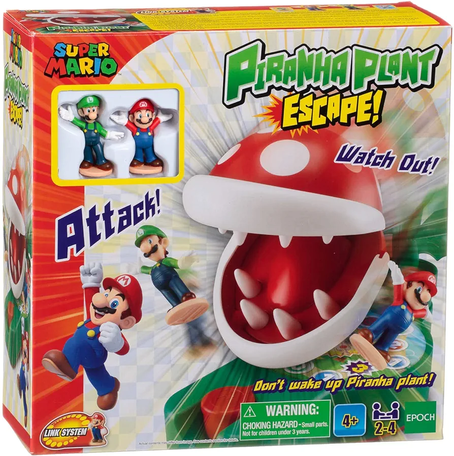 Super Mario Piranha Plant Escape! Tabletop Skill and Action Game with Collectible Super Mario Action Figures