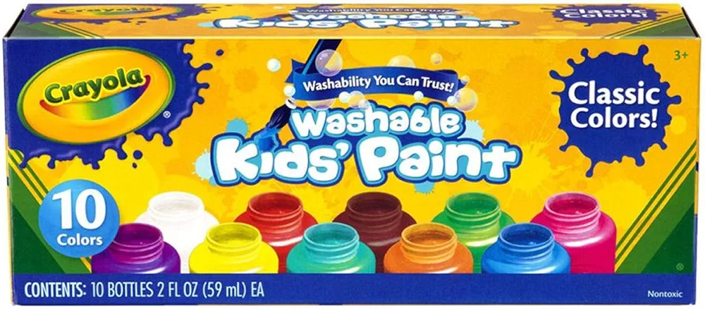 Crayola BIN541205BN Washable Kid's Watercolor Paint, 10 Bottles Per Pack, 3 Packs