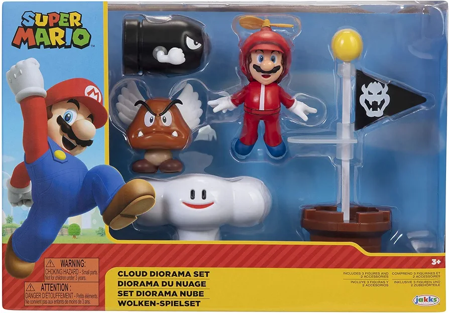 Super Mario Cloud World Diorama Set with 2.5" Propeller Mario Action Figure