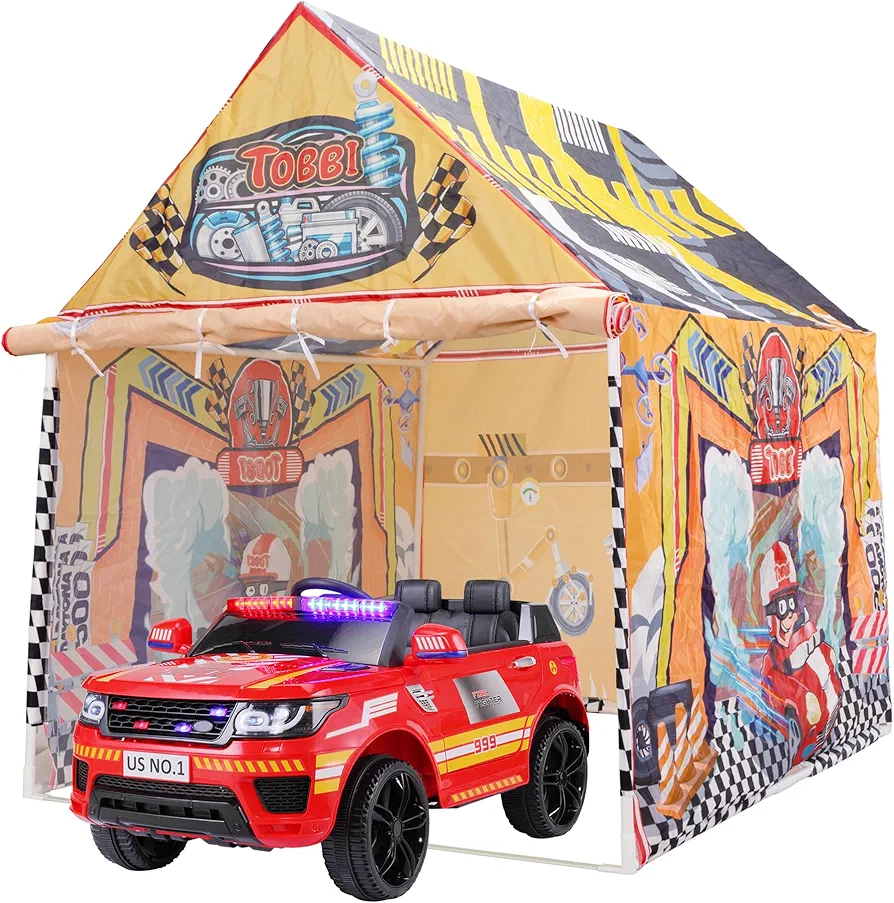 TOBBI Protective Tent for Kids' Electric Ride On Toys Waterproof Car Cover Garage with Roll-up Door for Kids Truck, All Weather Protect Kids Car Toy Vehicles - Universal Fit