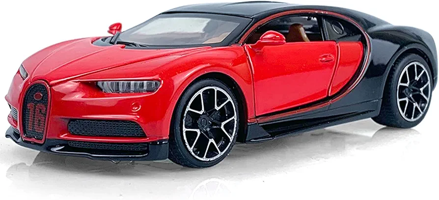 1:32 Bugatti Chiron zinc Alloy Pull Back Car Diecast Electronic Toys with Lights and Music,Decorative,Mini Vehicles Toys for Kids,Boyfriend,Young Peoples Gift（red）