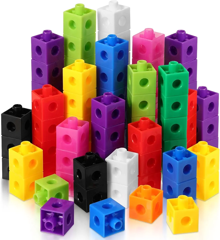 100 Pcs Linking Cubes Plastic Counting Cube back to school Counting Block Snap Math Cube Math Manipulative for Homeschool Preschool Classroom teacher Supplies Stem Activities