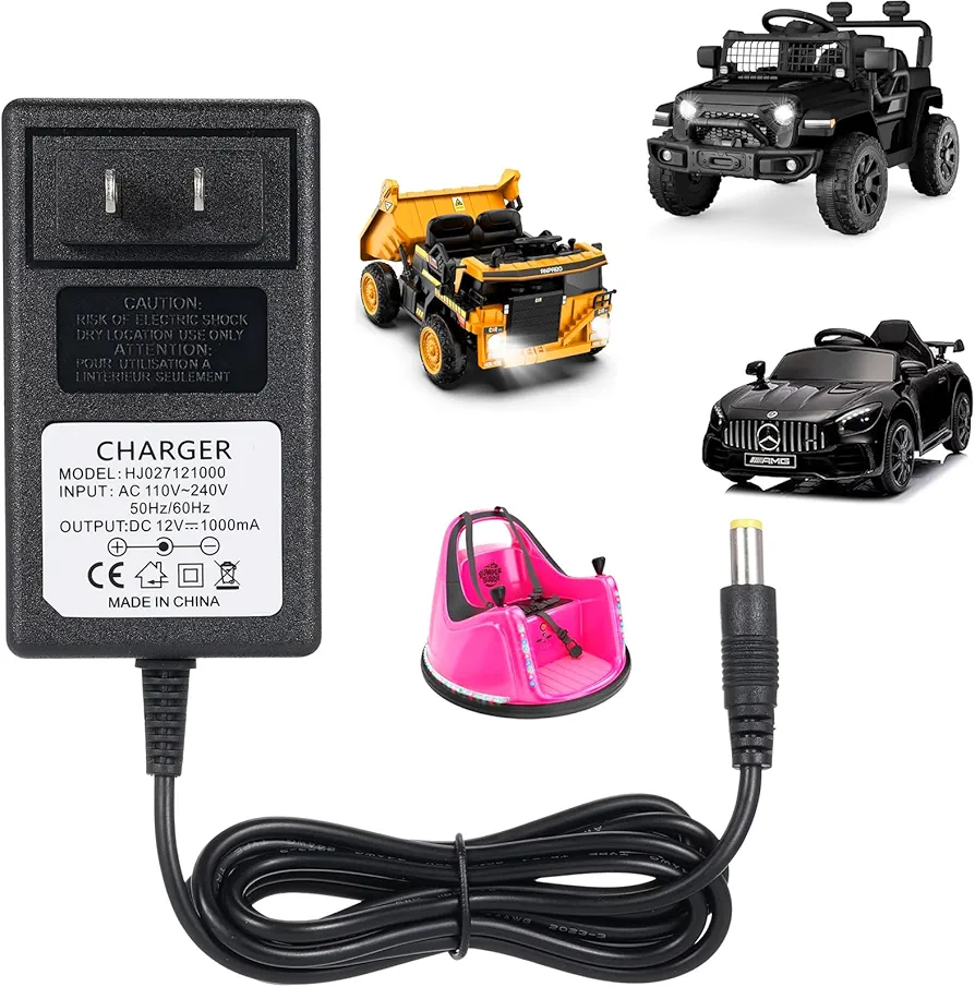 12V Charger for Kids Ride On Car Toys 12 Volt Battery Charger for Best Choice Products Winado Hetoy TOBBI Kidzone Bumper Buddy Hikole Ride-On Charger