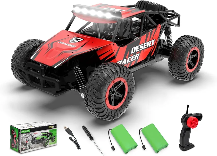 RACENT Remote Control Cars for Boys - 1:16 Scale 20kph Fast RC Truck All Terrain Off-Road Monster Truck Toy for Kids & Adults with 2 Rechargeable Batteries (Red)