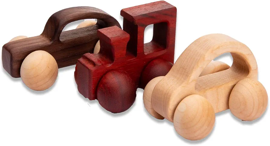 Wooden Rattle Toy Baby Wooden Car Baby Toddler Toy Preschool Education Car Toy 3PCS Newborn Gift