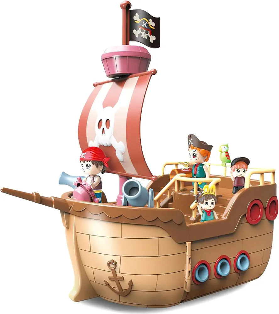 Pirate Ship Toy, Transform Pirate Ship Playset with Figure