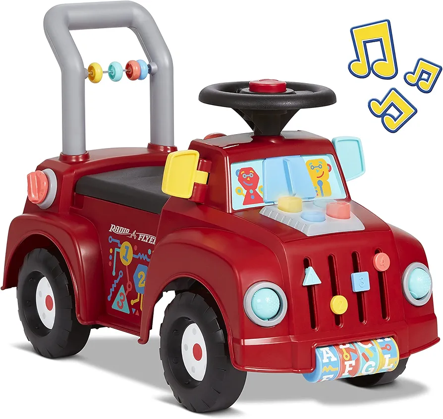 Radio Flyer Tinker Truck With Lights & Sounds, Toddler Ride On Toy, For Ages 1-3, Red, Large