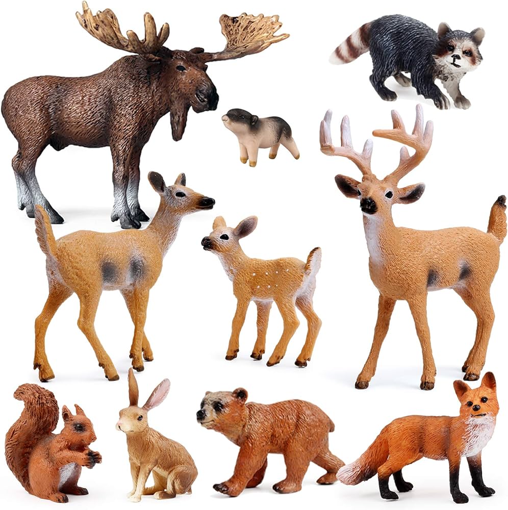 10pcs Forest Animals Figures, Woodland Creatures Figurines, Miniature Toys Cake Toppers