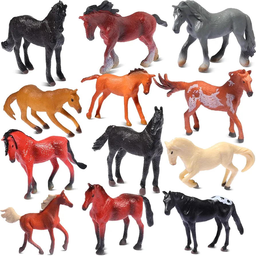 12 Pieces Horse Foal Toy Figures Realistic Horse Toy Miniature Horses Toys Kids Toddlers Horse Playset Horse Party Favors Educational Toy for Club Cake Topper Christmas Birthday Supplies