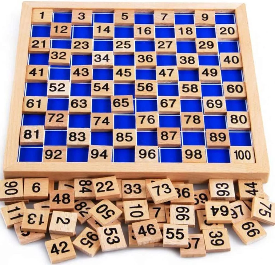 Wooden Hundred Board Montessori Math Counting Toys, 1-100 Numbers Kindergarten Preschool Learning Educational Game for Toddler Kids (Hundred Board)