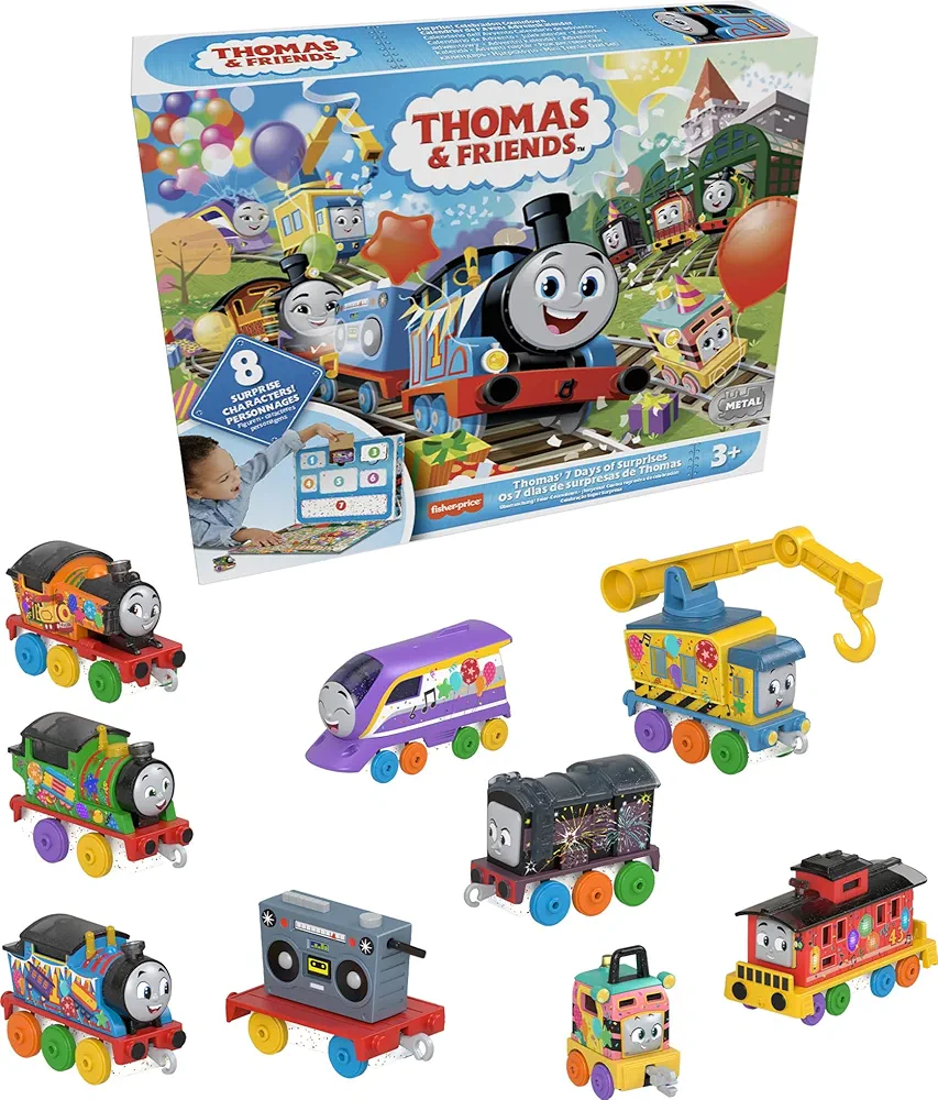 Thomas & Friends Toy Trains Toy Set Thomas’ 7 Days of Surprises, 10-Piece Diecast Vehicles with Cargo for Kids Ages 3+ Years (Amazon Exclusive)