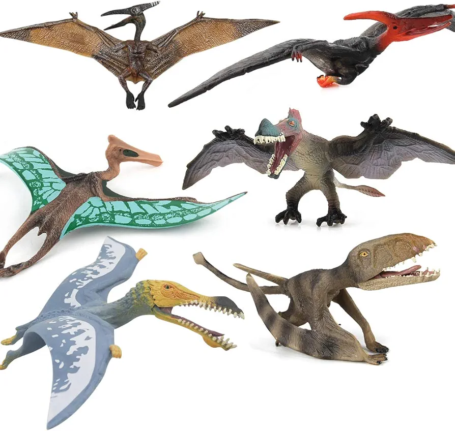 Fantarea 6 PCS Realistic Dinosaur Model Playsets Pterodactyl Figure Flying Pterosaur Figurines Pteranodon Model Toys Collection Party Favors Supplies Cake Toppers Set Toys for Boys Girls Kids