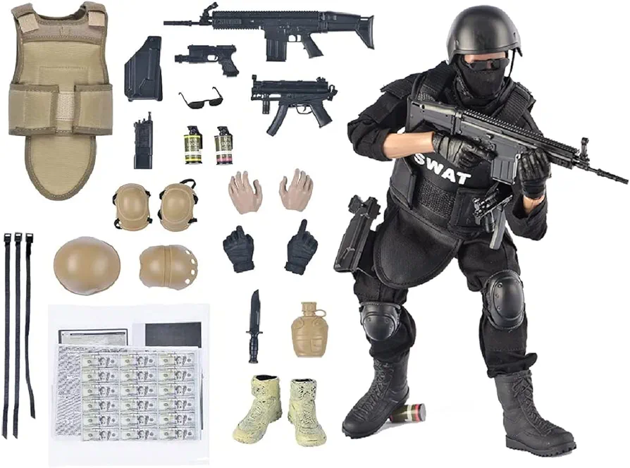 7Buy 12in Action Figures Toy 1:6 Stand Bendable Soldier Model Toy ( SWAT )