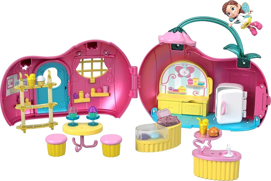 Fisher-Price Butterbeans Café Preschool Toy, On-The-Go Café Playset with Fairy Figure & 20 Accessories for Pretend Play Kids Ages 3+ Years