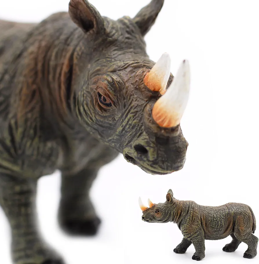 Gemini&Genius Safari Animal Toys, Rhinoceros Figurine Toy, Wildlife World Action Figures, Great Gifts, Collection, Cake Topper, Storytelling Props and Room Decor for Kids 4 Years Old and Up