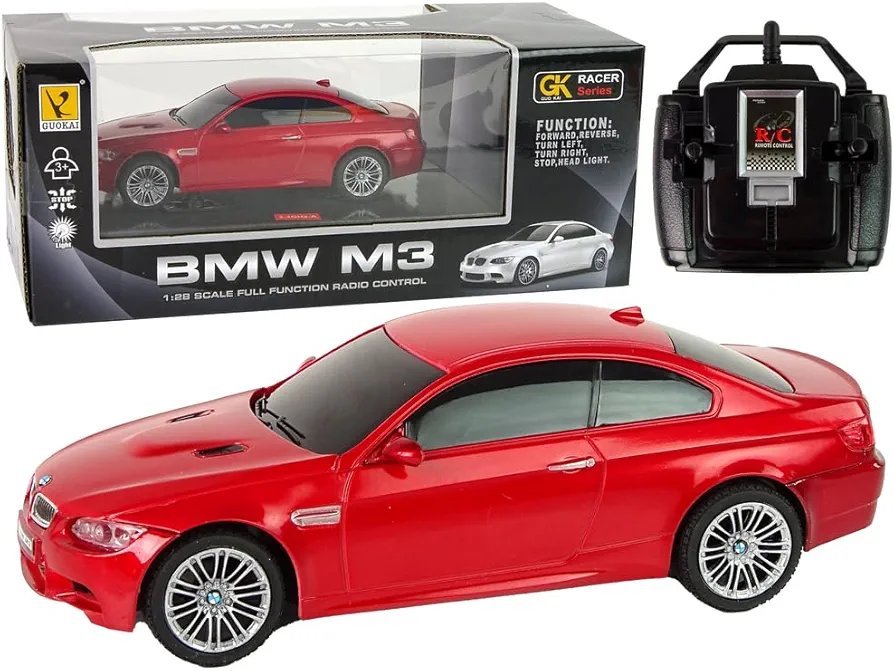 100 CLASSIC Remote Control Car 2.4Ghz Compatible with BMW M3 Model Vehicle High Speed 1/24 RC Cars Toys for Boys Girls Vehicle Racing Hobby with Headlight Christmas Birthday Gifts for Kids (Red)