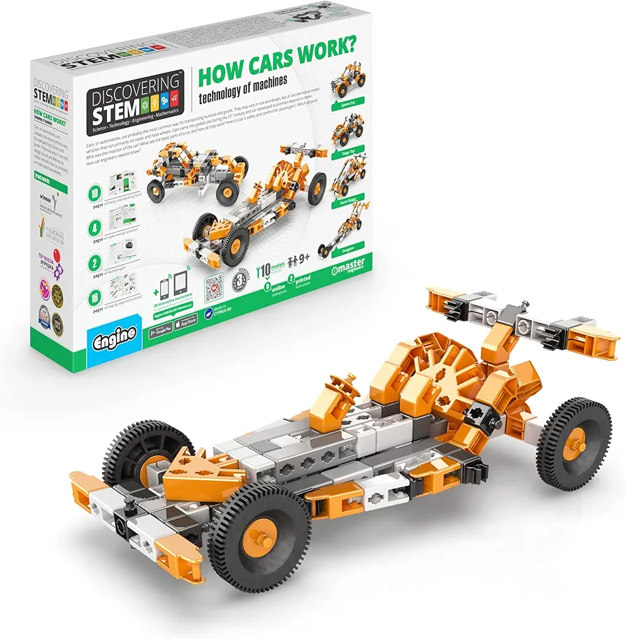 Engino STEM Toys, Technology of Machines- How Cars Work, Construction Toys for Kids 9+, Educational Toys, Gifts for Boys & Girls (10 Model Options)