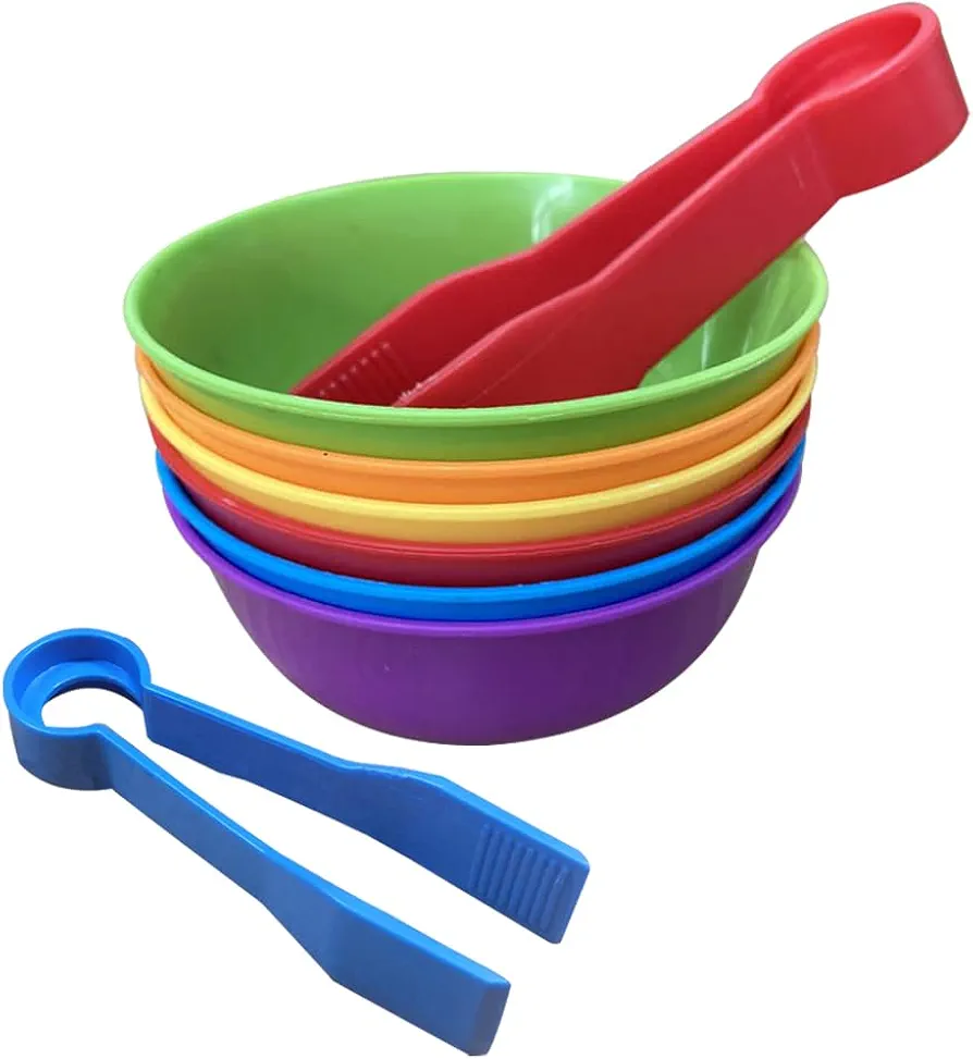 SAFIGLE 1 Set of Toddler Sorting Toys Sorting Bowls and Tweezers Counting Toy Sorting Toy Toddler Tweezers Fine Motor Math Learning Toys Plastic Tweezers for Kids（Random Color）