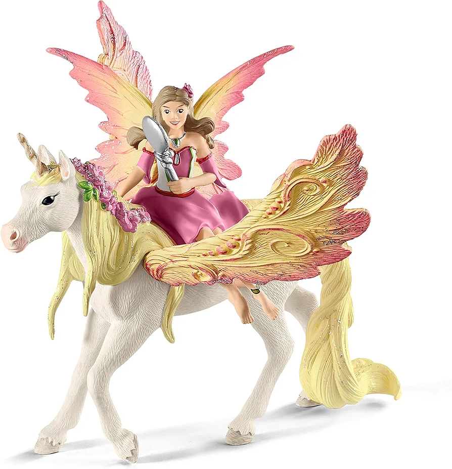 Schleich bayala Fairy Feya and Pegasus Unicorn Figurine Playset - Realistic Enchanting Fantasy Magical Fairy and Unicorn Figurine Imagination Playtime Toy Set for Boys and Girls, Gift for Kids Age 5+