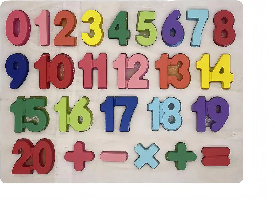 Kids Wooden 1-20 Number Chunky Puzzle Board Toys - Preschool Early Learning Toys 220x300x10mm (Numbers Puzzle)