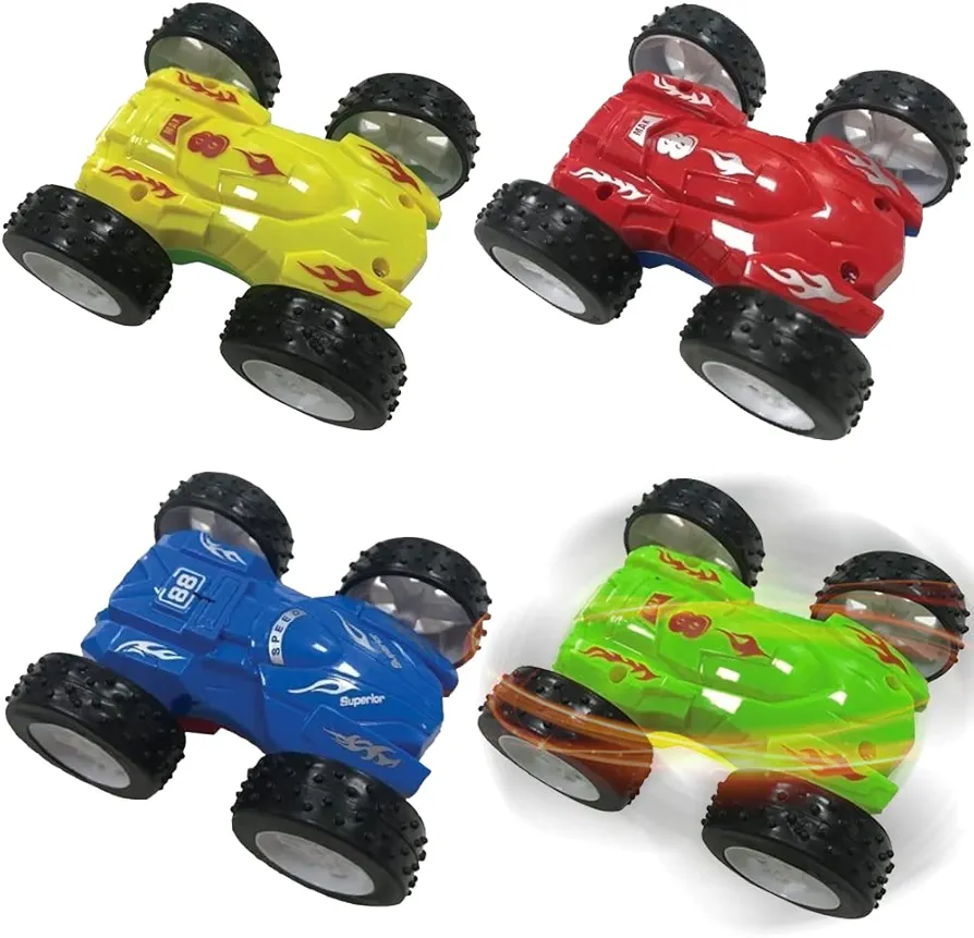 ArtCreativity Friction Flip Stunt Toy Cars for Kids, Set of 2, Cool Friction Powered Push n Go Double-Sided Cars, Awesome 360 Degree Flips, Great Birthday Gift Idea for Boys